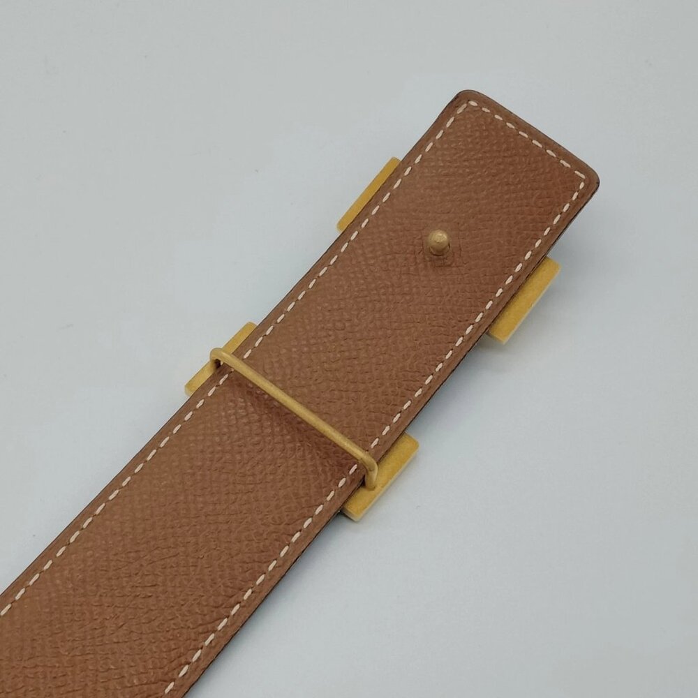 Authentic Hermès H Buckle Reversible Leather Belt Black Brown Gold - Picture 10 of 10